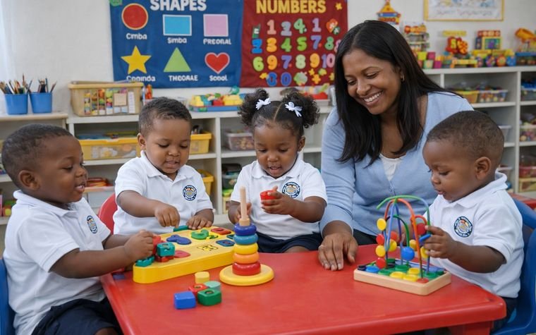 Early Years pupils learning with their teacher