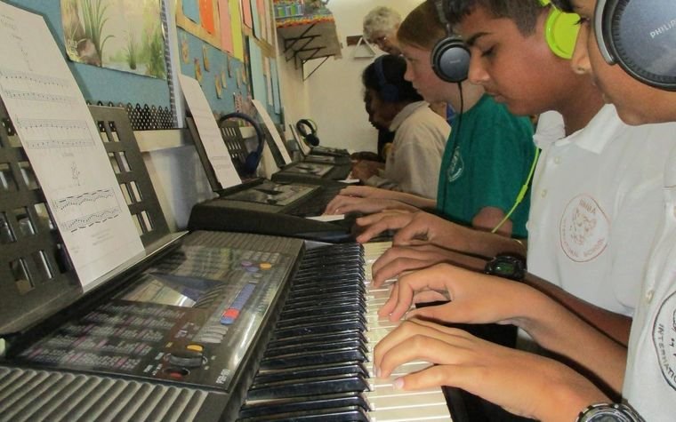 Students at the resource centre workstations